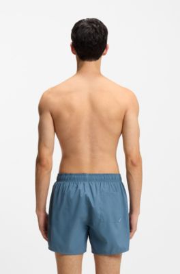 Swim shorts with vertical logo print, Light Blue