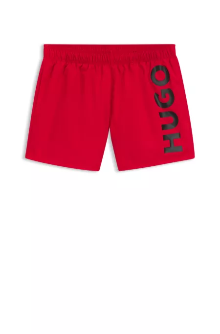 Swim shorts with vertical logo print