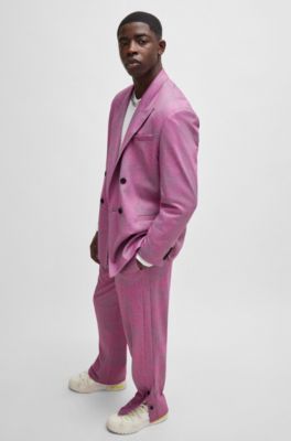 Modern-fit suit in printed performance-stretch fabric, light pink