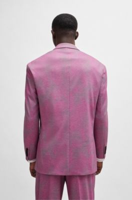 Modern-fit suit in printed performance-stretch fabric, light pink