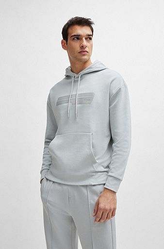 Relaxed-fit hoodie with logo artwork, Light Grey