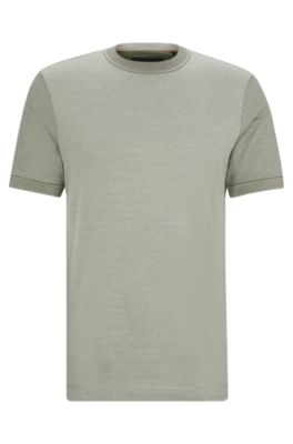 BOSS - Cotton-silk regular-fit T-shirt with mixed structures