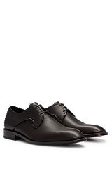 Italian-made Derby shoes in leather, Dark Brown