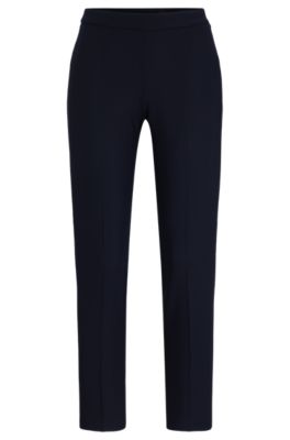 Regular-fit trousers in micro-patterned super-stretch fabric, Dark Blue