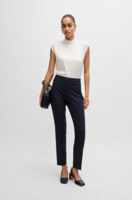 Regular-fit trousers in micro-patterned super-stretch fabric, Dark Blue