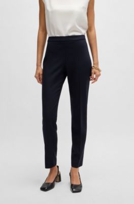 Regular-fit trousers in micro-patterned super-stretch fabric, Dark Blue