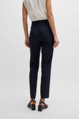 Regular-fit trousers in micro-patterned super-stretch fabric, Dark Blue