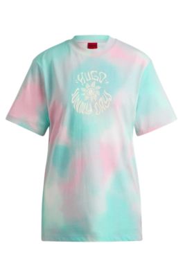 Camiseta relaxed fit de punto de algod&oacute;n con ilustraci&oacute;n de estr&aacute;s, Fantas&iacute;a