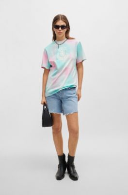 Camiseta relaxed fit de punto de algod&oacute;n con ilustraci&oacute;n de estr&aacute;s, Fantas&iacute;a