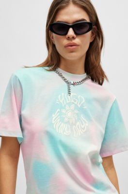 Camiseta relaxed fit de punto de algod&oacute;n con ilustraci&oacute;n de estr&aacute;s, Fantas&iacute;a