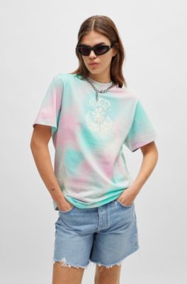 Camiseta relaxed fit de punto de algod&oacute;n con ilustraci&oacute;n de estr&aacute;s, Fantas&iacute;a