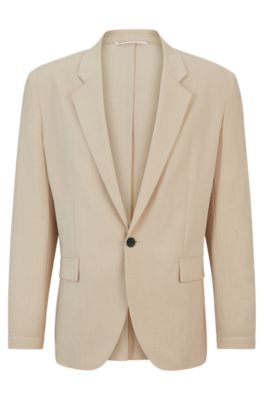 Hugo Modern-fit Jacket In Linen-look Fabric In Beige