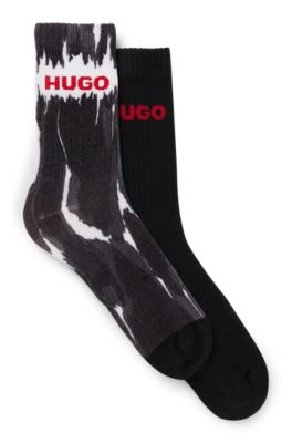 Shop Hugo Two-pack Of Short-length Socks With Logo Details In Black