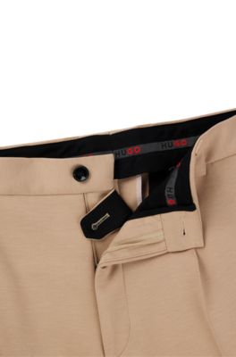 Modern-fit trousers in performance-stretch jersey, Beige