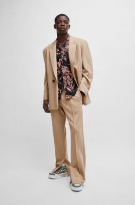 Modern-fit trousers in performance-stretch jersey, Beige