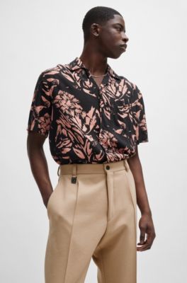 Modern-fit trousers in performance-stretch jersey, Beige