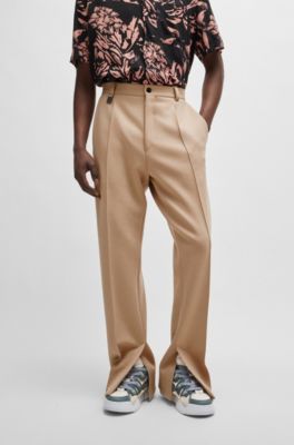 Modern-fit trousers in performance-stretch jersey, Beige