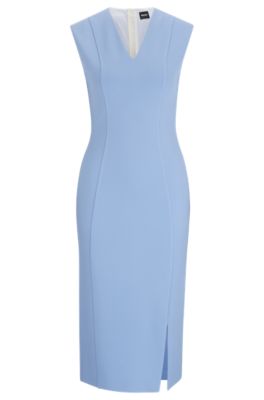 BOSS - Sleeveless V-neck dress with exposed rear zip