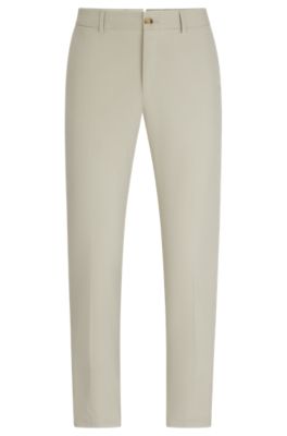 BOSS - Slim-fit trousers in cotton, silk and stretch
