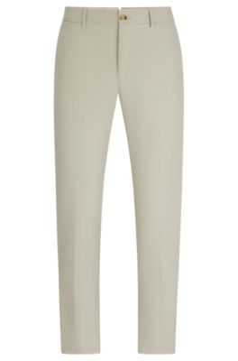 Pantalones slim fit de algod&oacute;n, seda y el&aacute;stico, Beige claro