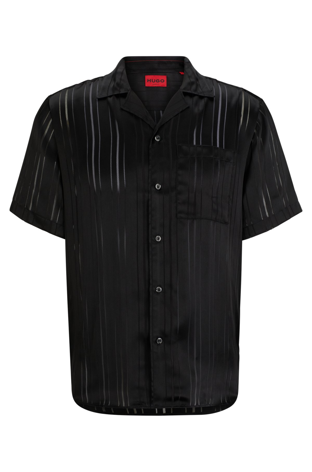 HUGO - Relaxed-fit shirt with burnout-print stripes