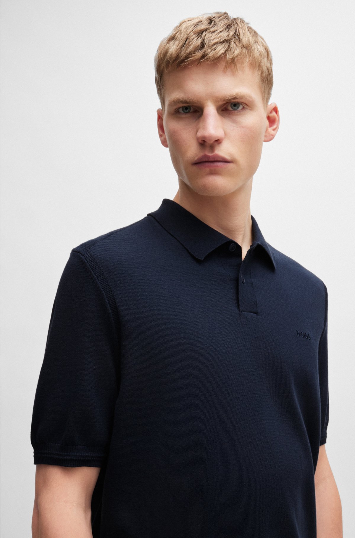 BOSS - Short-sleeved polo sweater with embroidered logo