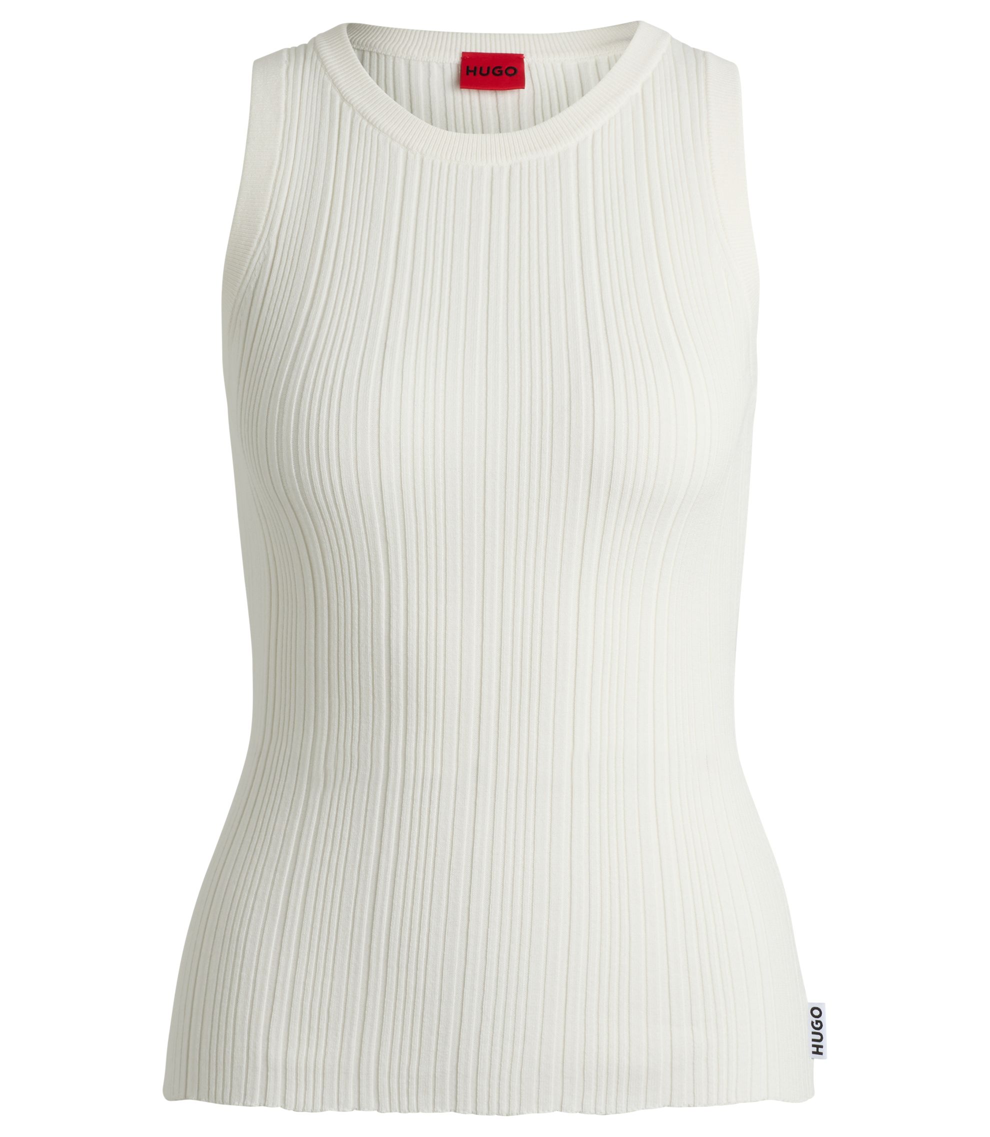 HUGO - Slim-fit sleeveless top with irregular ribbed