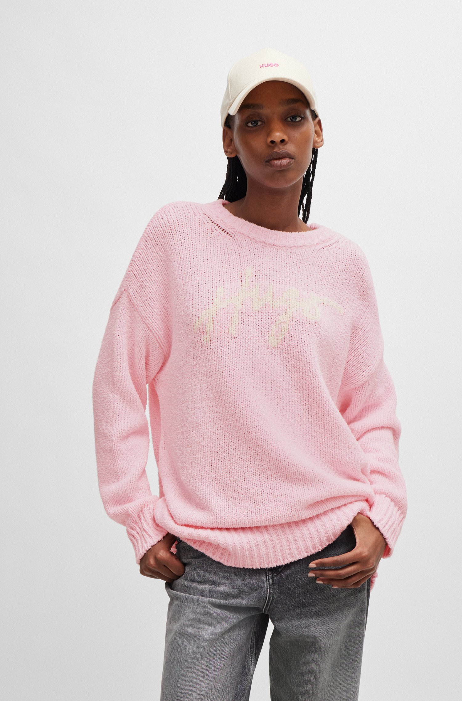 Oversize-fit sweater with handwritten logo