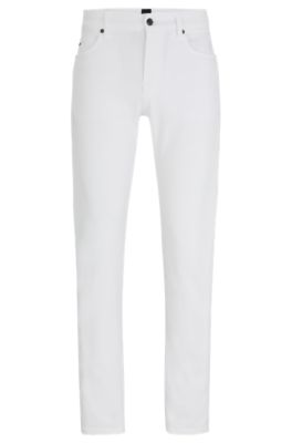 BOSS - Slim-fit jeans in white cashmere-touch denim