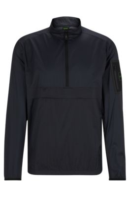 Shop Hugo Boss Water-repellent Regular-fit Windbreaker In Ripstop Fabric In Dark Blue