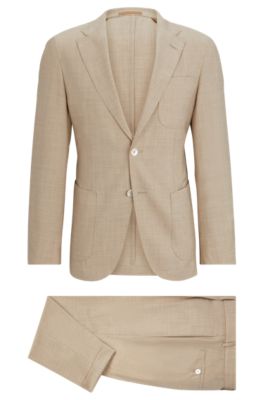 BOSS - Slim-fit suit in melange virgin wool and silk