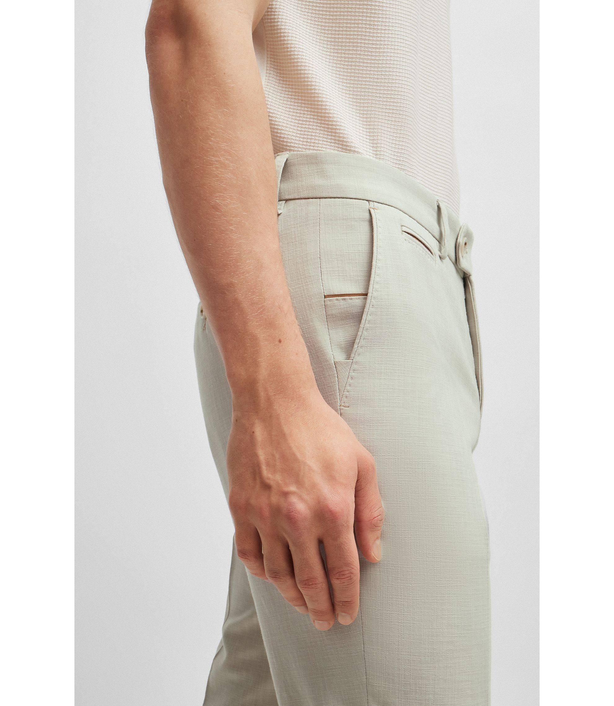 BOSS - Slim-fit trousers in micro-patterned stretch material BOSS - Slim-fit trousers in micro-patterned stretch material