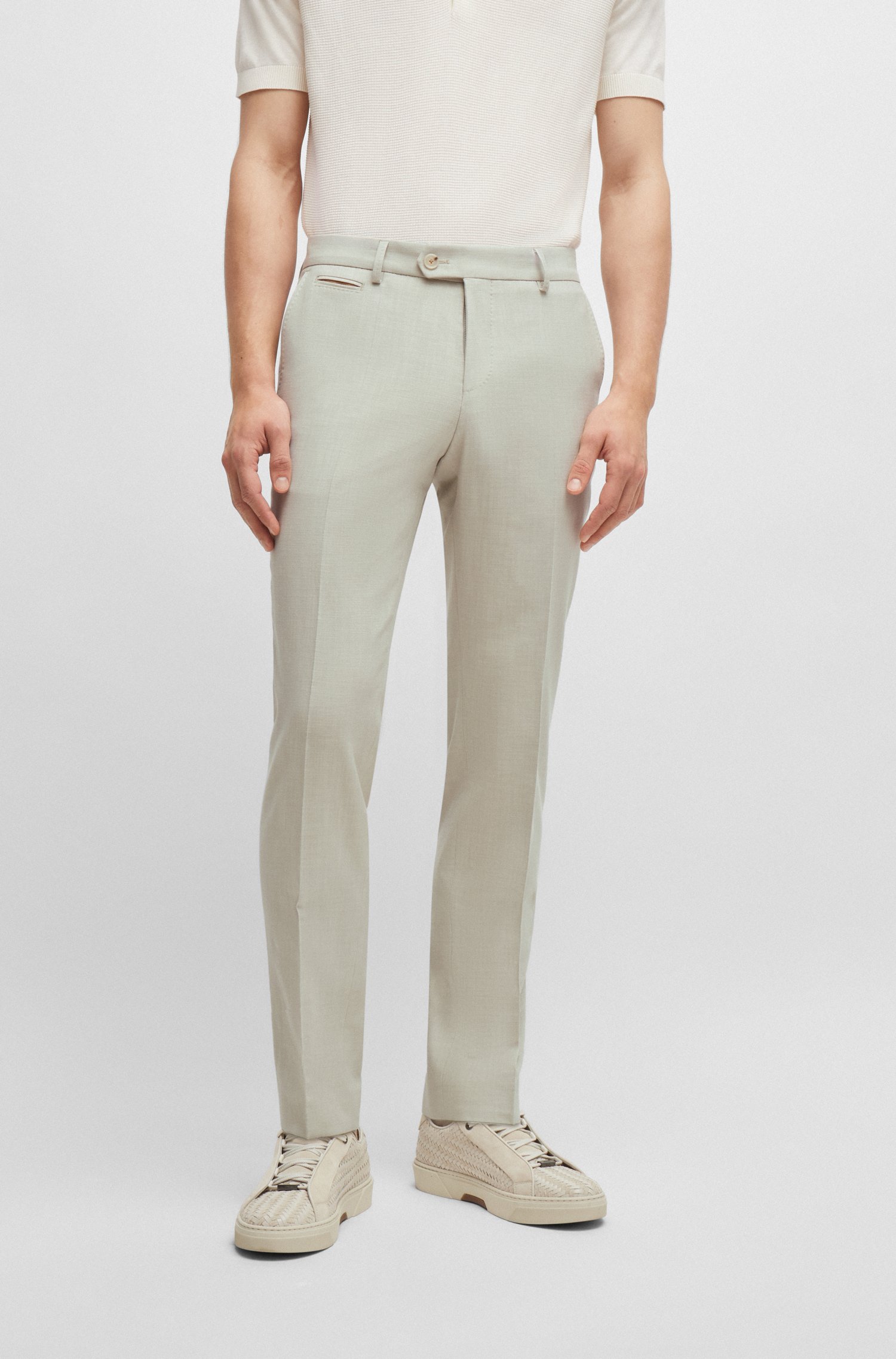 Slim-fit trousers micro-patterned stretch material