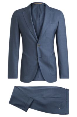 BOSS - Slim-fit suit in patterned virgin wool and silk