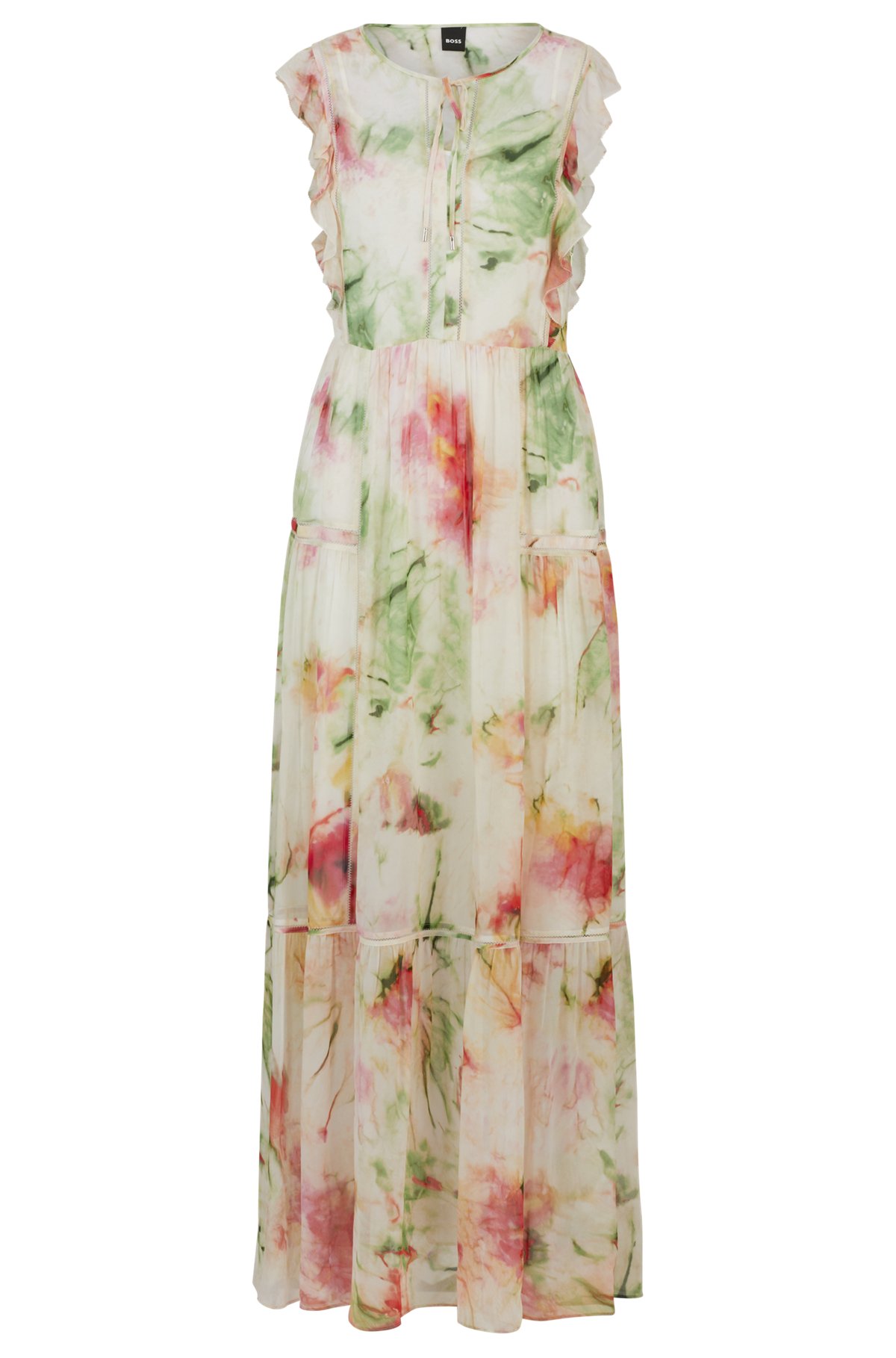 BOSS - Printed dress in crinkle crepe with lace details BOSS - Printed dress in crinkle crepe with lace details
