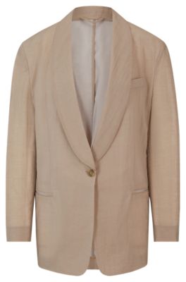 Shop Hugo Boss Single-button Jacket With Shawl Lapels In Light Beige