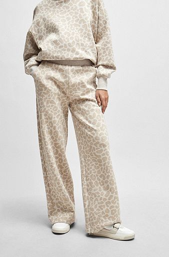 NAOMI x BOSS tracksuit bottoms with leopard print, White