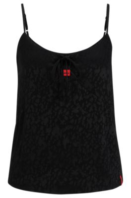 Hugo Logo-trim Pajama Vest With Signature Jacquard In Black