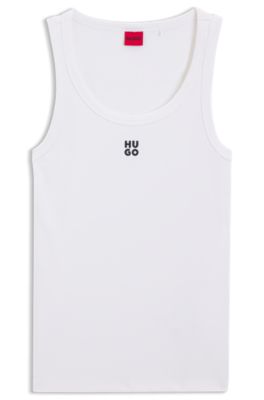 Hugo Boss Tank Top With Stacked Logo In White