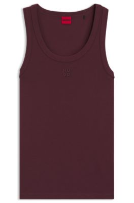 D&eacute;bardeur en coton m&eacute;lang&eacute; avec logo brod&eacute; revisit&eacute;, Violet fonc&eacute;