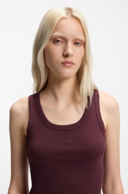 Cotton-blend tank top with stacked-logo embroidery, Dark Purple