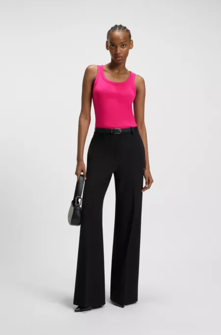 Cotton-blend tank top with stacked-logo embroidery