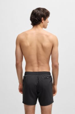 Ba&ntilde;ador en tejido de secado r&aacute;pido con logo vertical estampado, Gris oscuro