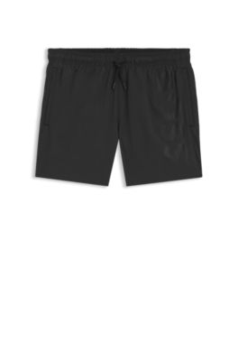 Quick-drying swim shorts with printed logo, Dark Grey