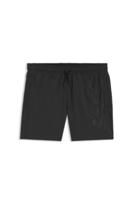 Quick-drying swim shorts with printed logo, Dark Grey