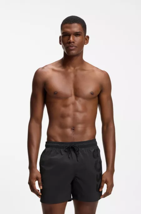 Quick-drying swim shorts with printed logo