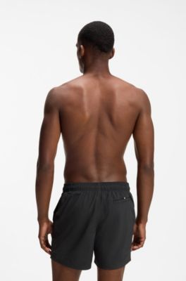 Quick-drying swim shorts with printed logo, Dark Grey