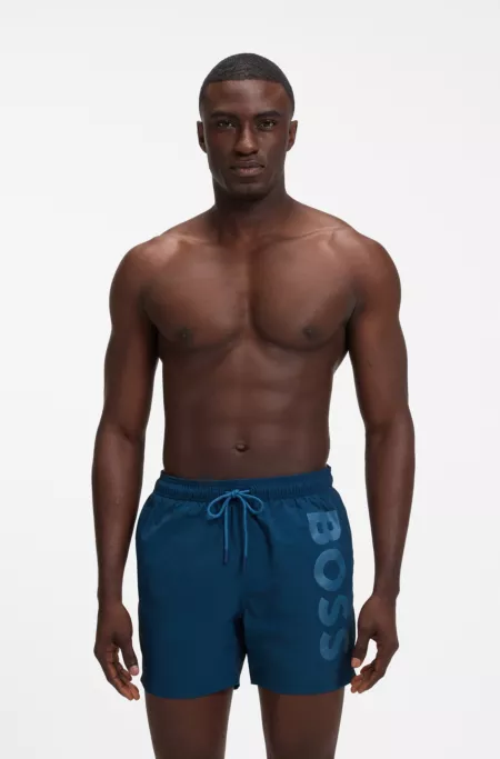 Quick-drying swim shorts with printed logo