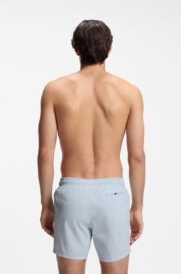 Quick-drying swim shorts with printed logo, Light Blue