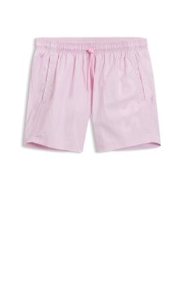 Quick-drying swim shorts with printed logo, Pink